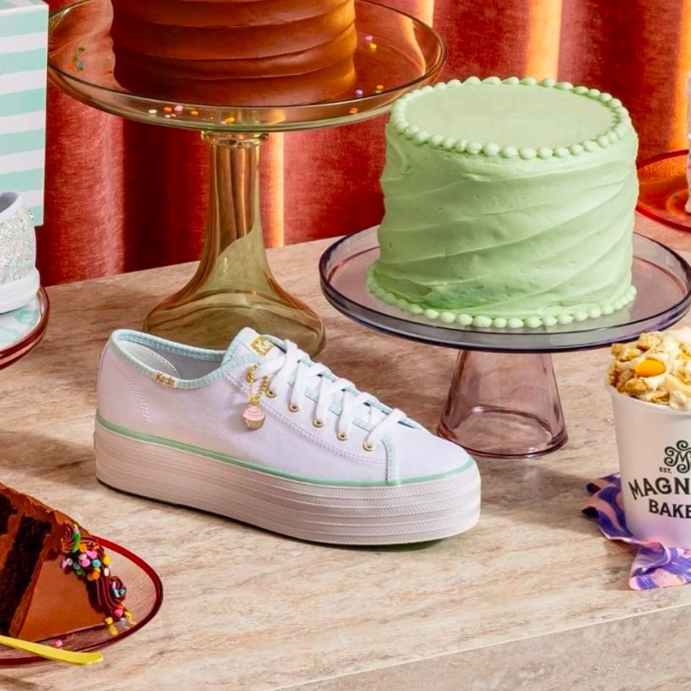 NIB$80 Keds x Magnolia Bakery sz 5 Triple Up Platform White Canvas Sneakers